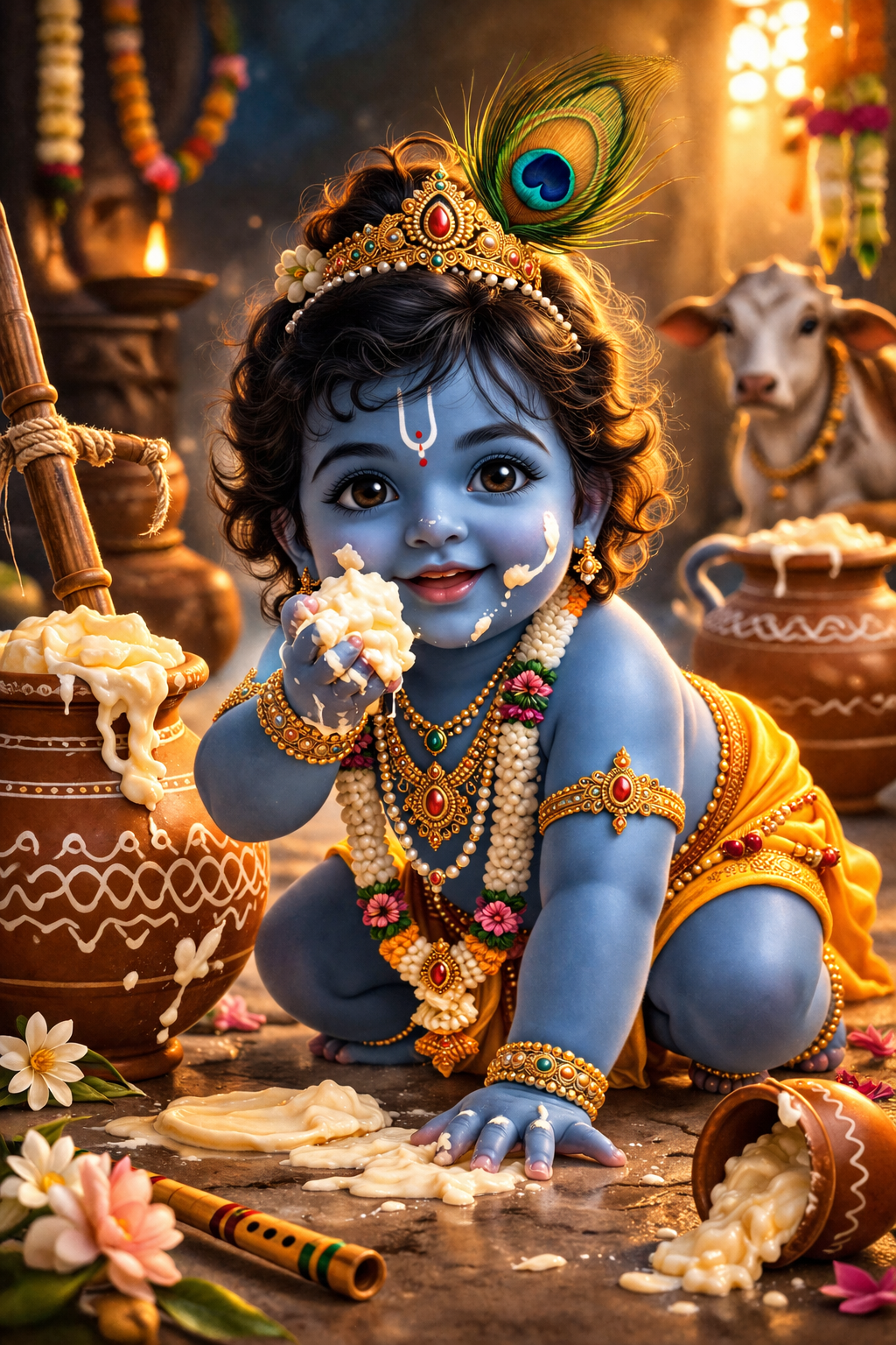 Baby Krishna Butter Crawling -- Cute Variant HD